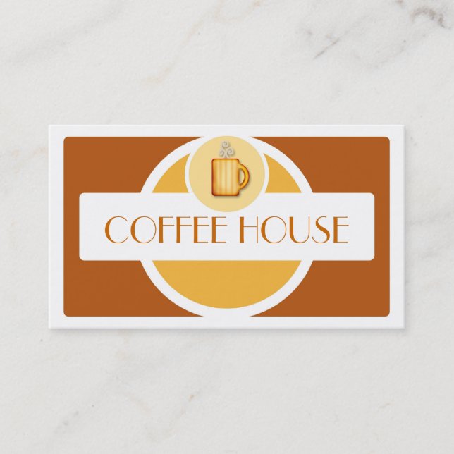 Cartões de visitas simples de café castanho-amarel (Frente)