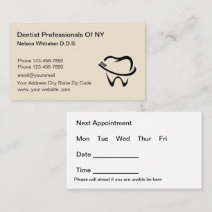 Cartões de visitas Simples de Nomeação de Dentista