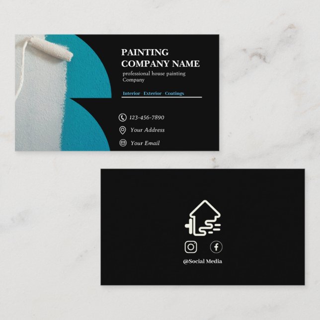Cartões de visitas Simples de Pintura em Casa (Frente/Verso)