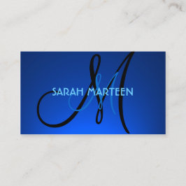 Cartões de visitas simples e azuis de monograma pe