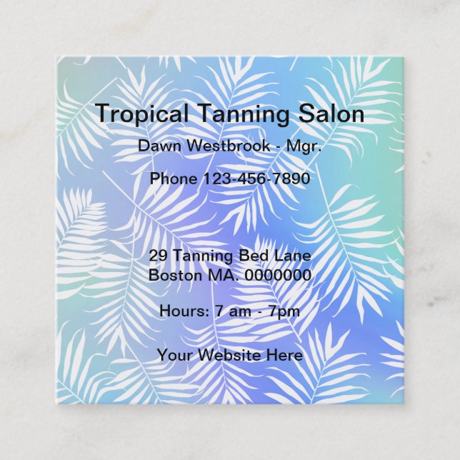 Cartões de visitas Tema tropical de Tanning Salon (Frente)