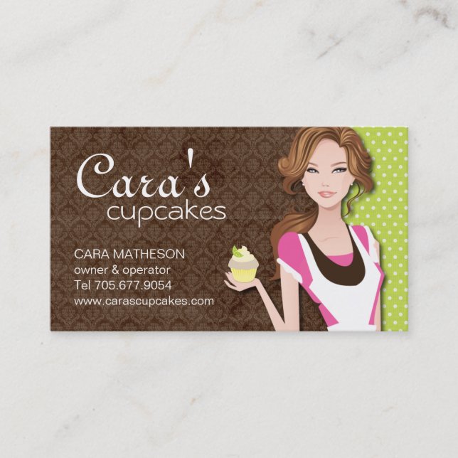 Cartões de visitas triguenhos da menina do cupcake (Frente)
