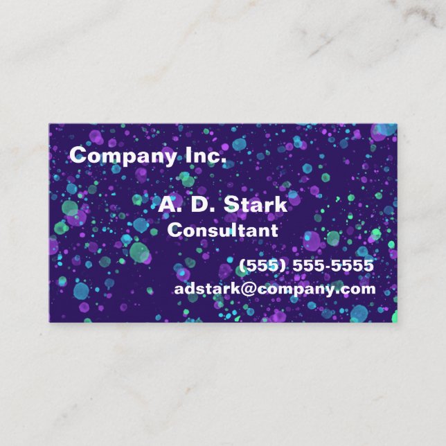 Cartões de visitas verde-roxo-azul (Frente)