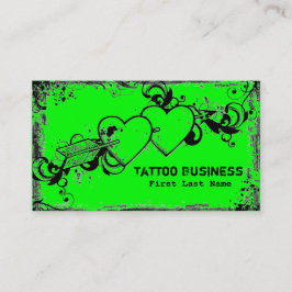 Cartões de visitas verdes de néon do tatuagem do