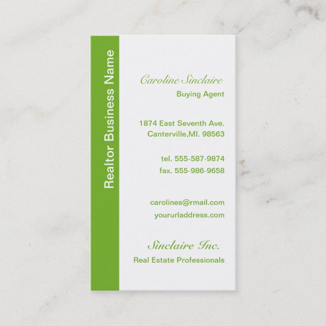 Cartões de visitas verdes legal do corretor de (Frente)