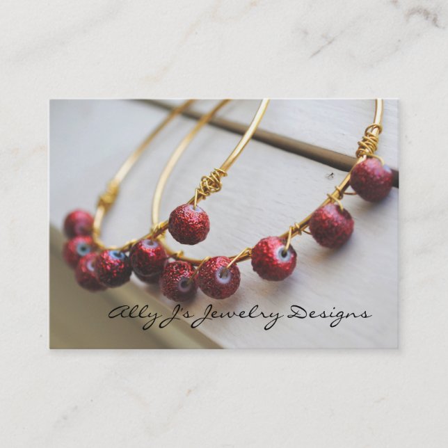 Cartões de visitas vermelhos dos brincos da aro (Frente)