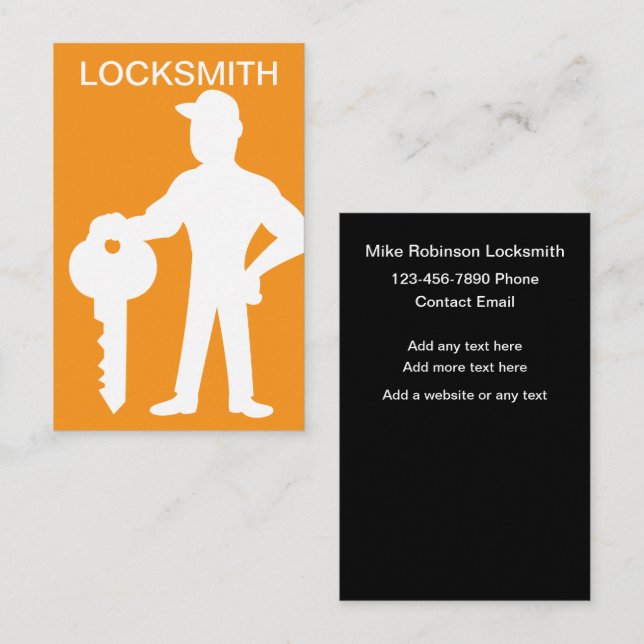 Cartões de visitas Verticais Modernos do Locksmith (Frente/Verso)