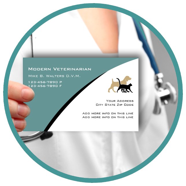 Cartões de visitas Veterinários Modernos (Criador carregado)