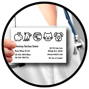 Cartões de visitas veterinários simples