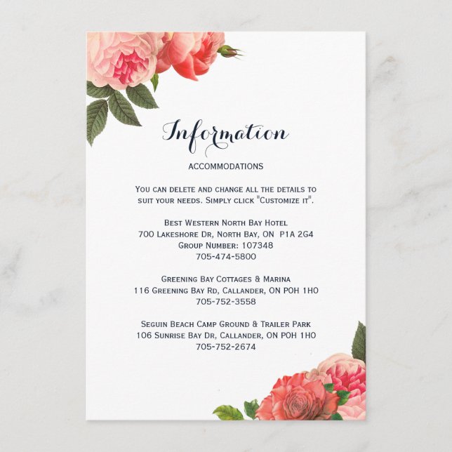 Cartões detalhados de coral romântico (Frente)