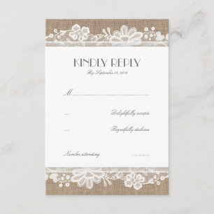Cartões do casamento vintage RSVP do laço e da