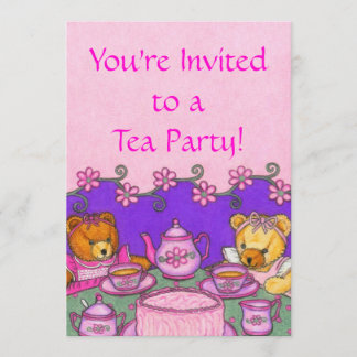 Cartões do convite do tea party do urso de ursinho
