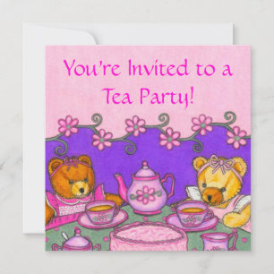 Cartões do convite do tea party do urso de ursinho