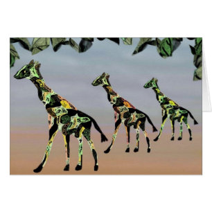Cartões do habitat da família dos girafas