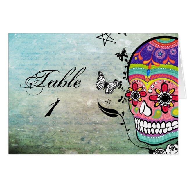 Cartões do lugar de Muerte WeddingTable do crânio (Frente Horizontal)
