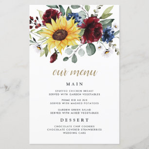 Cartões do menu do casamento do marinho dos rosas