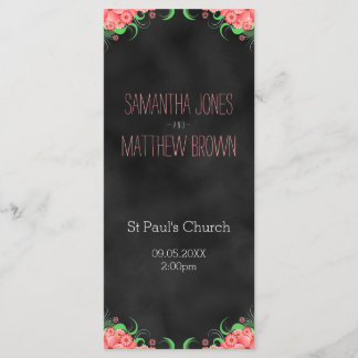 Cartões do Programa de Casamento Floral Rosa-Chalk