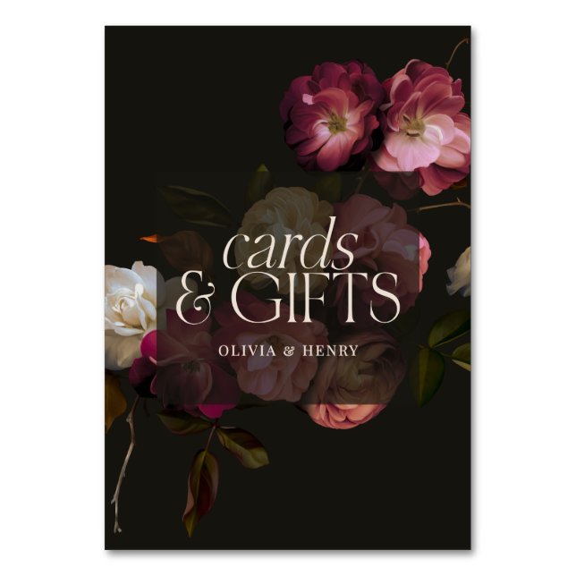 Cartões e Presentes de Casamento Florais Elegantes (Frente)