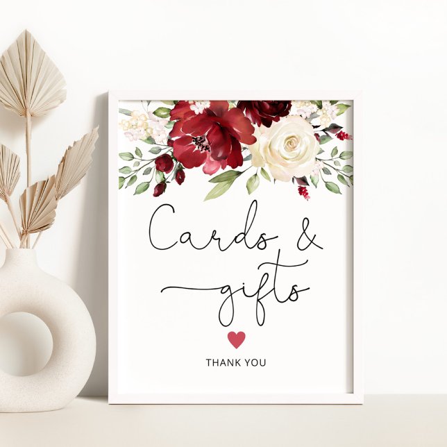 Cartões e presentes florais Burgundy Poster (Criador carregado)