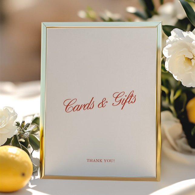 Cartões e presentes - Sinal de Casamento Vermelho  (Cards & Gifts Elegant Red & Ivory Wedding Sign)