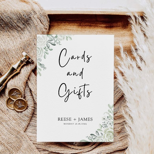 Cartões e Sinal de Presente Verde Esmeralda (Emerald Green Wedding Cards and Gifts Sign)