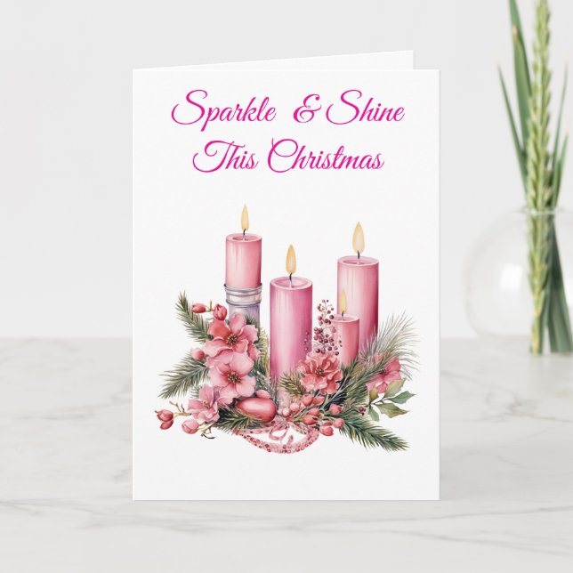 Cartões - "Elegant Pink Christmas Cards Collection (Frente)