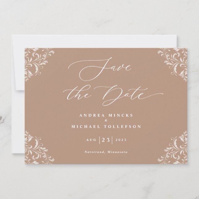 Cartões Elegantes de Save the Date de Casamento em (Frente)