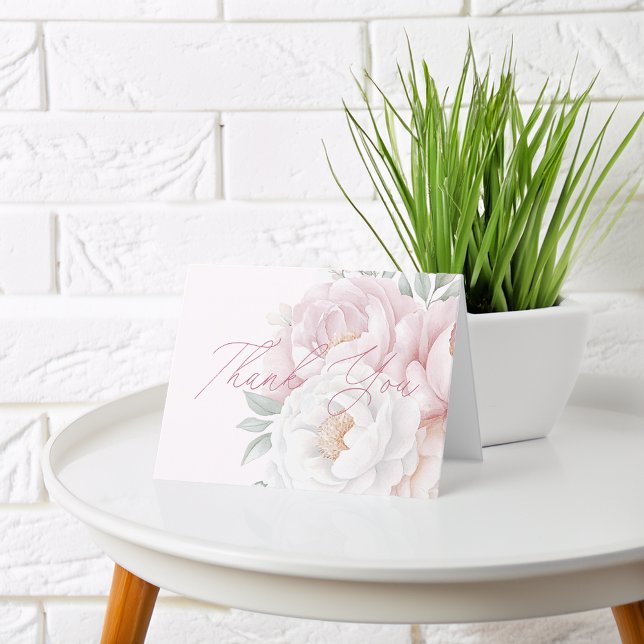 Cartões em Branco de Flores de Peônia Elegantes pa (Elegant Peony Flowers Thank You Blank Cards)