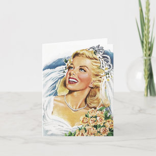 Cartões em Branco Retro Feliz Eufórica Noiva Obrig