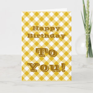 Cartões Feliz Aniversário Xadrez Amarelo