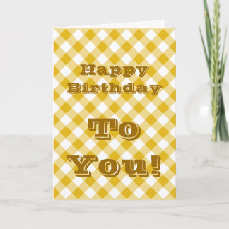 Cartões Feliz Aniversário Xadrez Amarelo