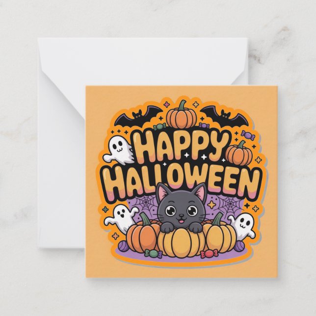 Cartões felizes de halloween, fofos, estoque! (Frente)
