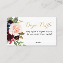 Cartões florais de fralda de ouro borrado