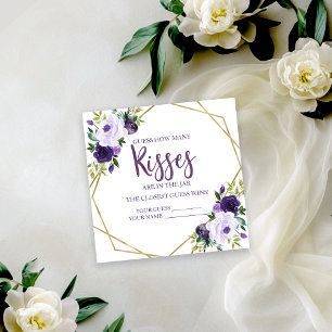 Cartões Florais de Ouro Roxo Adivinhe Quantos Beij