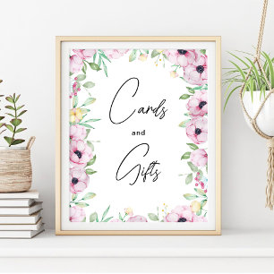 Cartões Florais Rosa e Poster de presente