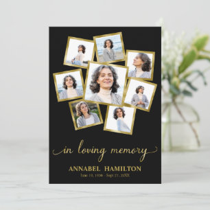 Cartões Funerais De Colagem De Fotos Para Serviço