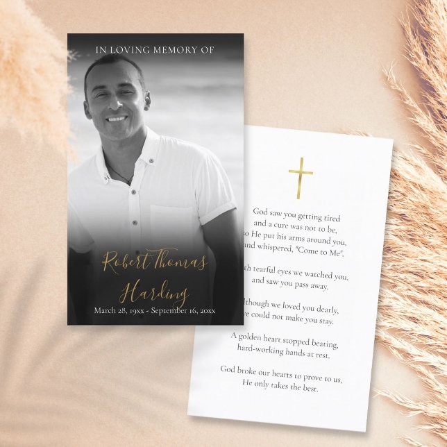 Cartões Funerários De Oração De Foto Preto E Branc (Criador carregado)