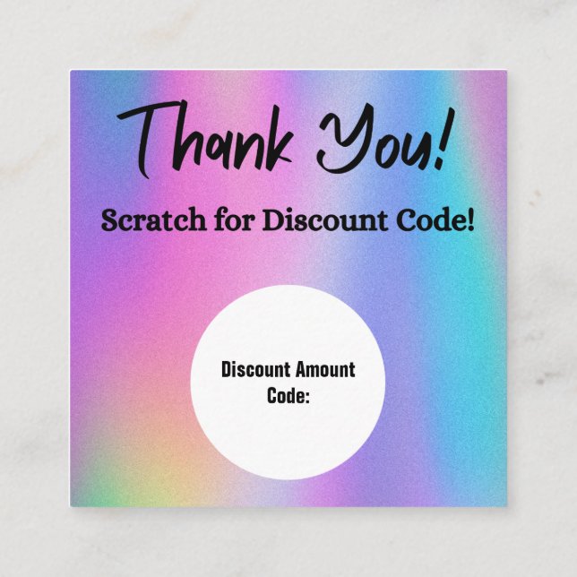 Cartões holográficos de desconto (Verso)