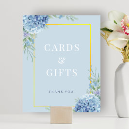 Cartões Hydrangea Azuis Sinal de Chá de Poster