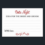 Cartões Ideais de Data Noite<br><div class="desc">Estes cartões noturnos de querido serão o complemento perfeito para a sua recepção de casamento ou festa. Este design apresenta uma combinação de fontes negras e vermelhas, com um cartaz como sotaque, pedindo aos seus convidados que deixem uma nota com suas melhores ideias de encontro. O cartão tem espaço disponível...</div>