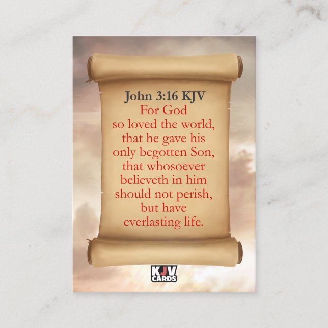 Cartões João 3:16 KJV (Frente)