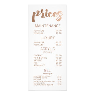 Cartões Modelo de Lista de Preços do Menu Retail d