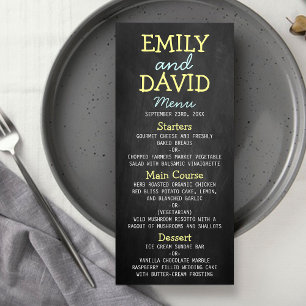 Cartões modernos do menu do casamento da
