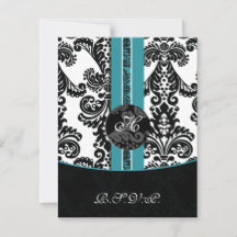 cartões monogramdamask aqua rsvp