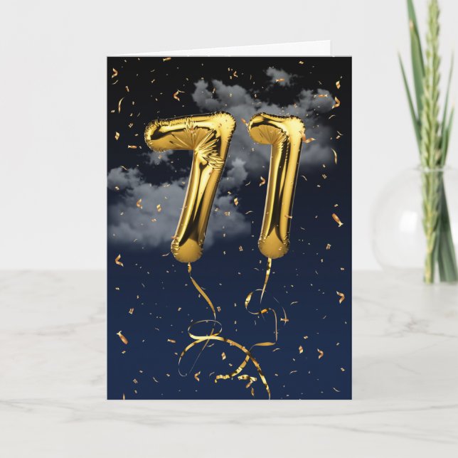 Cartões Mylar Dourado e Confetti de Aniversário 71 (Frente)