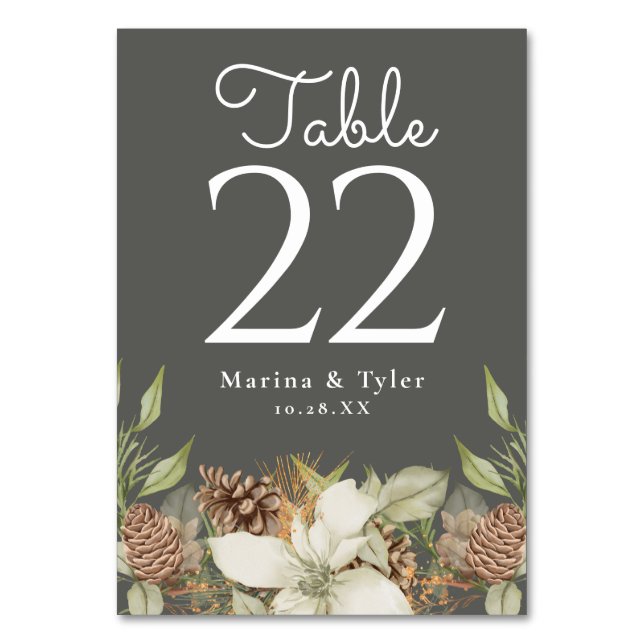 Cartões Números De Mesa Da Cinza De Pinho De Inver (Verso)