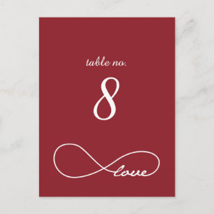 Cartões Números de Tabela Casada Red Love Infini
