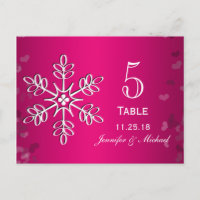 Cartões Números de Tabela de Casamento com Floco d