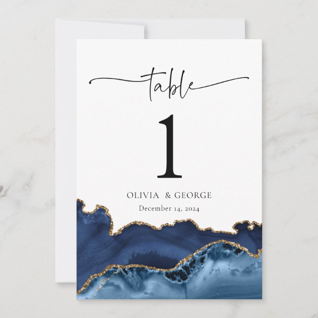 Cartões Números de Tabela de Casamento de Agate Do (Frente)