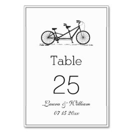 Cartões Números de Tabela de Casamento de Bike Tan